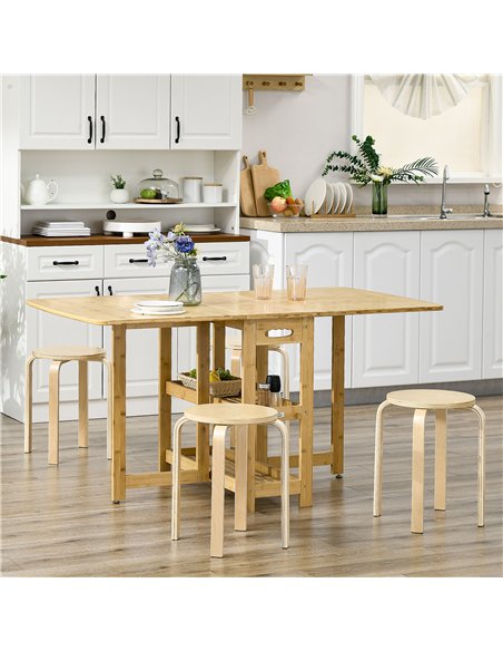 HOMCOM Stackable Stools Set of 4, Modern Stacking Chairs, Round Backless Stools for Kitchen, Dining Room, Office, Outdoors, Natu - pic 127702 | FastDaddyshop