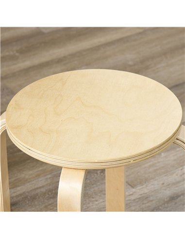 HOMCOM Stackable Stools Set of 4, Modern Stacking Chairs, Round Backless Stools for Kitchen, Dining Room, Office, Outdoors, Natu
