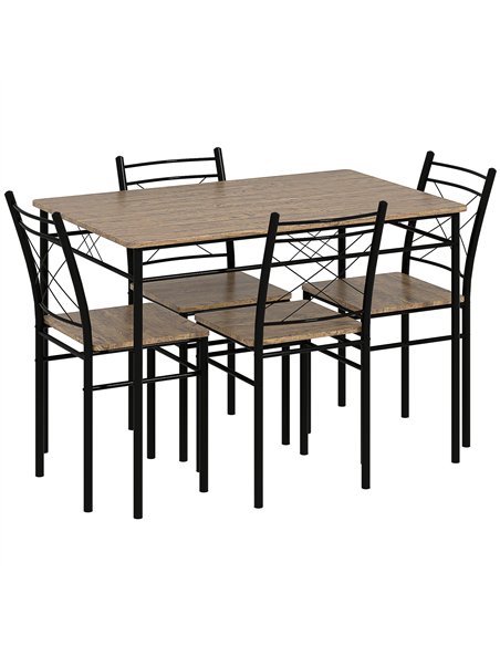 HOMCOM Modern Dining Table Set for 4, Space-Saving 5 Pieces Kitchen Table Set with Rectangle Table and Steel Frame, Oak - pic 127704 | FastDaddyshop