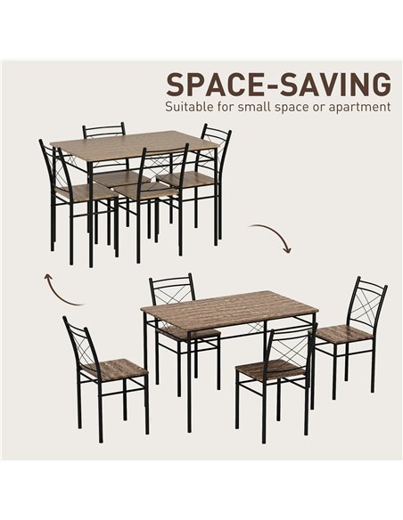 HOMCOM Modern Dining Table Set for 4, Space-Saving 5 Pieces Kitchen Table Set with Rectangle Table and Steel Frame, Oak - pic 127708 | FastDaddyshop