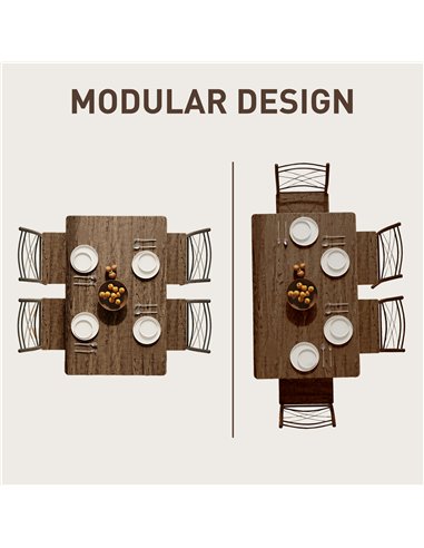 HOMCOM Modern Dining Table Set for 4, Space-Saving 5 Pieces Kitchen Table Set with Rectangle Table and Steel Frame, Oak