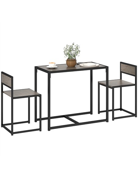 HOMCOM Dining Table and Chairs Set 2, Dining Room Sets, Rectangular Space Saving Table and 2 Chairs for Compact Kitchens, Steel  - pic 127731 | FastDaddyshop