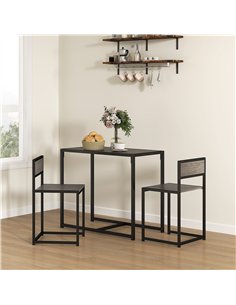 HOMCOM Dining Table and Chairs Set 2, Dining Room Sets, Rectangular Space Saving Table and 2 Chairs for Compact Kitchens, Steel  2