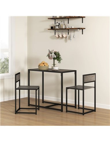 HOMCOM Dining Table and Chairs Set 2, Dining Room Sets, Rectangular Space Saving Table and 2 Chairs for Compact Kitchens, Steel 