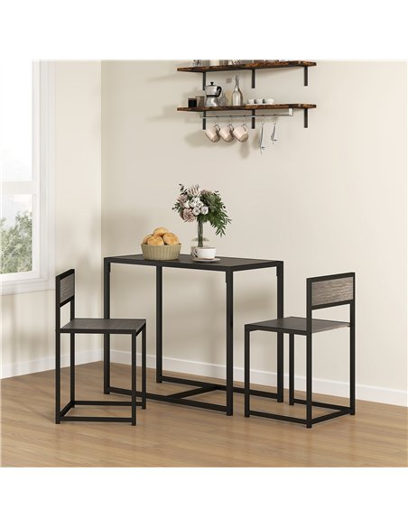 HOMCOM Dining Table and Chairs Set 2, Dining Room Sets, Rectangular Space Saving Table and 2 Chairs for Compact Kitchens, Steel  - pic 127732 | FastDaddyshop
