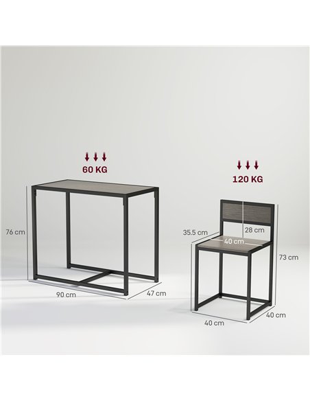 HOMCOM Dining Table and Chairs Set 2, Dining Room Sets, Rectangular Space Saving Table and 2 Chairs for Compact Kitchens, Steel  - pic 127733 | FastDaddyshop