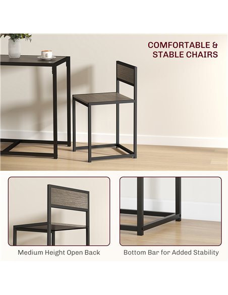 HOMCOM Dining Table and Chairs Set 2, Dining Room Sets, Rectangular Space Saving Table and 2 Chairs for Compact Kitchens, Steel  - pic 127736 | FastDaddyshop