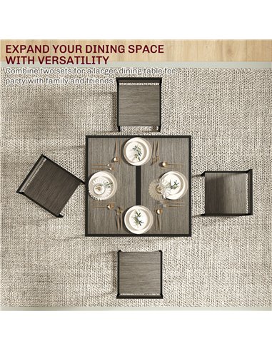 HOMCOM Dining Table and Chairs Set 2, Dining Room Sets, Rectangular Space Saving Table and 2 Chairs for Compact Kitchens, Steel 