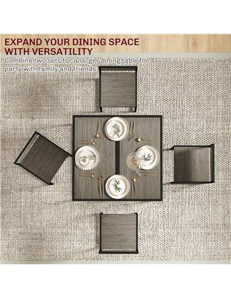 HOMCOM Dining Table and Chairs Set 2, Dining Room Sets, Rectangular Space Saving Table and 2 Chairs for Compact Kitchens, Steel  - pic 127737 | FastDaddyshop