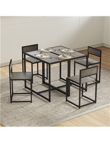 HOMCOM Dining Table and Chairs Set 2, Dining Room Sets, Rectangular Space Saving Table and 2 Chairs for Compact Kitchens, Steel 