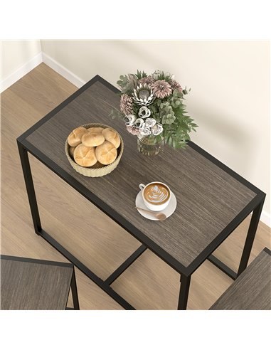 HOMCOM Dining Table and Chairs Set 2, Dining Room Sets, Rectangular Space Saving Table and 2 Chairs for Compact Kitchens, Steel 