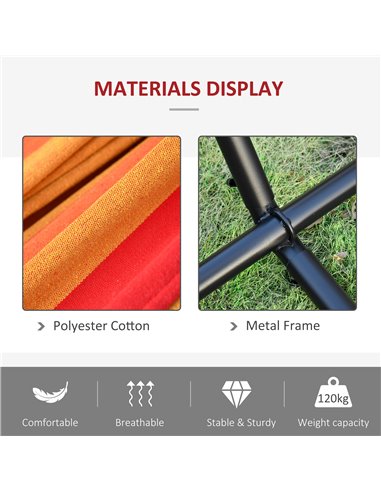 Outsunny 294 x 117cm Hammock with Stand Camping Hammock with Portable Carrying Bag, Adjustable Height, 120kg Load Capacity, Red 