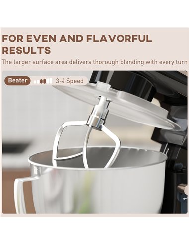 HOMCOM 1300W Kitchen Stand Mixer, with Accessories - Black