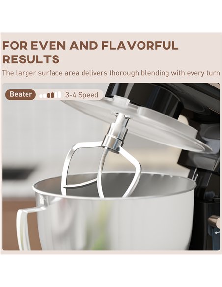 HOMCOM 1300W Kitchen Stand Mixer, with Accessories - Black - pic 127754 | FastDaddyshop