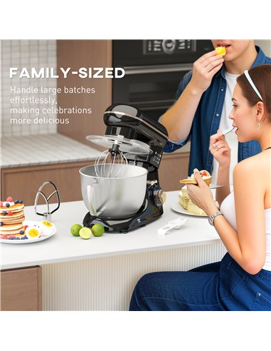 HOMCOM 1300W Kitchen Stand Mixer, with Accessories - Black