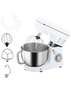 HOMCOM Stand Mixer, 5L Food Mixer for Baking, 6 Speeds and Pulse Setting, 1400W Cake Electric Kitchen Mixer with Dough Hook, Whi