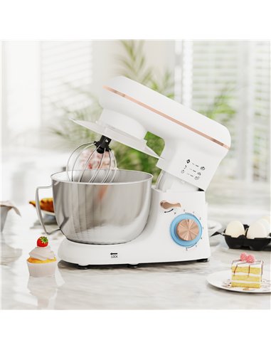 HOMCOM 1300W Kitchen Stand Mixer, with Accessories - White