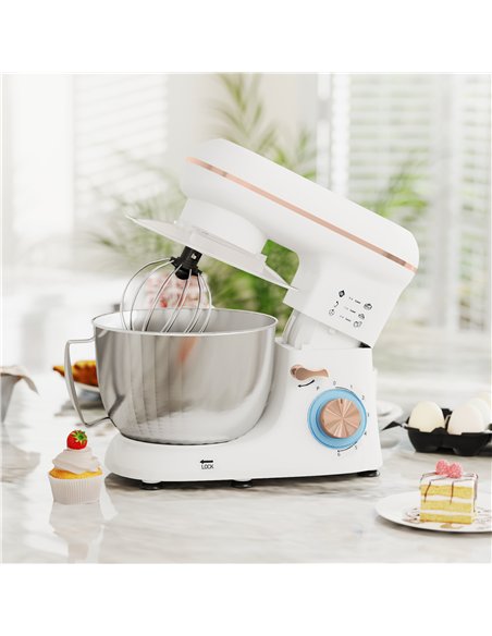 HOMCOM 1300W Kitchen Stand Mixer, with Accessories - White - pic 127768 | FastDaddyshop