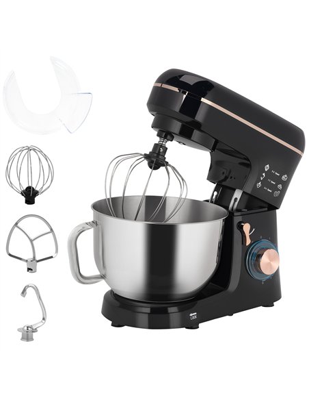 HOMCOM Stand Mixer, 5L Food Mixer for Baking, 6 Speeds and Pulse Setting, 1400W Cake Electric Kitchen Mixer with Dough Hook, Whi - pic 127776 | FastDaddyshop