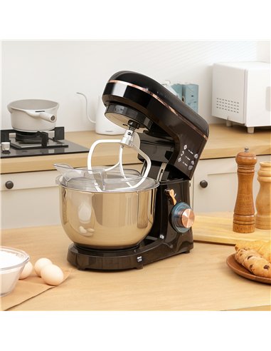 HOMCOM Stand Mixer, 5L Food Mixer for Baking, 6 Speeds and Pulse Setting, 1400W Cake Electric Kitchen Mixer with Dough Hook, Whi