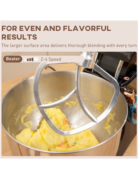 HOMCOM Stand Mixer, 5L Food Mixer for Baking, 6 Speeds and Pulse Setting, 1400W Cake Electric Kitchen Mixer with Dough Hook, Whi - pic 127781 | FastDaddyshop