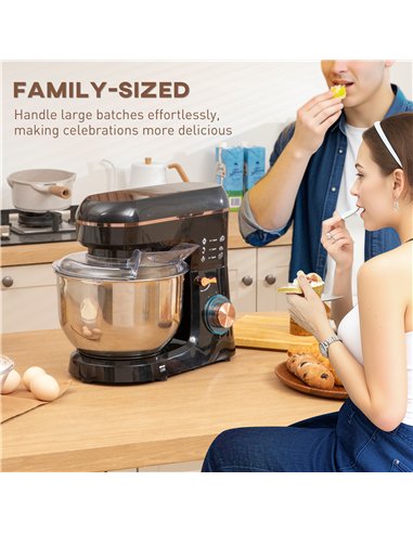 HOMCOM Stand Mixer, 5L Food Mixer for Baking, 6 Speeds and Pulse Setting, 1400W Cake Electric Kitchen Mixer with Dough Hook, Whi