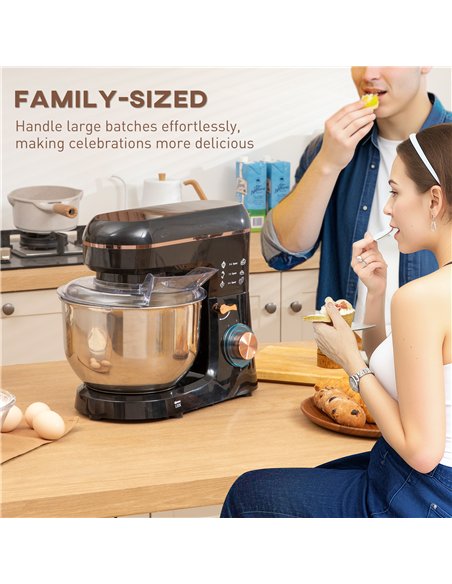 HOMCOM Stand Mixer, 5L Food Mixer for Baking, 6 Speeds and Pulse Setting, 1400W Cake Electric Kitchen Mixer with Dough Hook, Whi - pic 127783 | FastDaddyshop