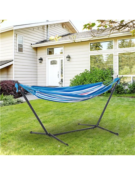 Outsunny 294 x 117cm Hammock with Stand Camping Hammock with Portable Carrying Bag, Adjustable Height, 120kg Load Capacity, Whit - pic 12779 | FastDaddyshop