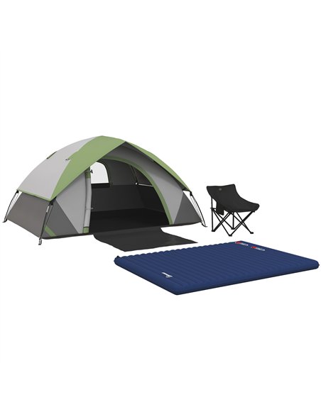 Outsunny Camping Tent with Inflatable Mattress and Camping Chair, 2-3 Person Dome Tent with Sewn-in Groundsheet, Portable 3000mm - pic 127794 | FastDaddyshop