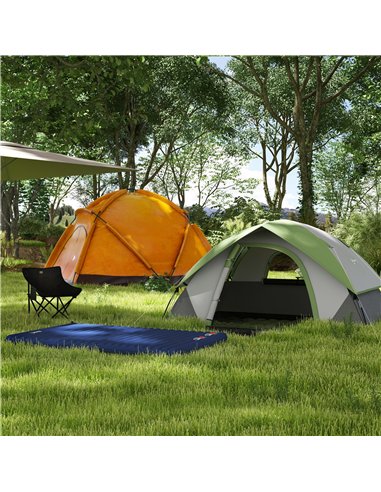 Outsunny Camping Tent with Inflatable Mattress and Camping Chair, 2-3 Person Dome Tent with Sewn-in Groundsheet, Portable 3000mm