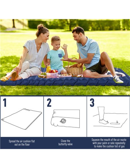 Outsunny Camping Tent with Inflatable Mattress and Camping Chair, 2-3 Person Dome Tent with Sewn-in Groundsheet, Portable 3000mm - pic 127799 | FastDaddyshop