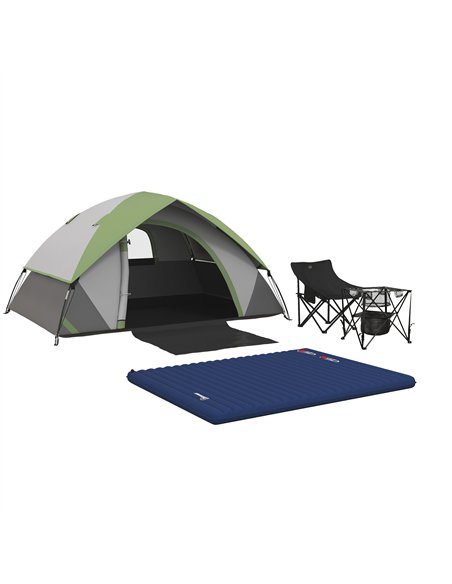 Outsunny Camping Tent with Inflatable Mattress and Camping Table&Chair, 2-3 Person Dome Tent with Sewn-in Groundsheet, Portable  - pic 127803 | FastDaddyshop