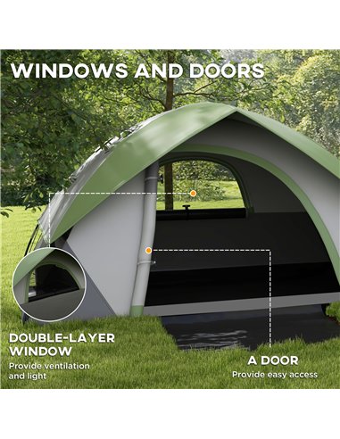 Outsunny Camping Tent with Inflatable Mattress and Camping Table&Chair, 2-3 Person Dome Tent with Sewn-in Groundsheet, Portable 