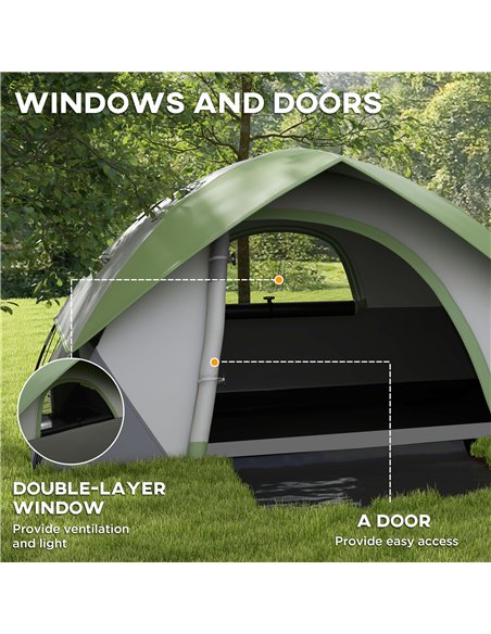 Outsunny Camping Tent with Inflatable Mattress and Camping Table&Chair, 2-3 Person Dome Tent with Sewn-in Groundsheet, Portable  - pic 127806 | FastDaddyshop