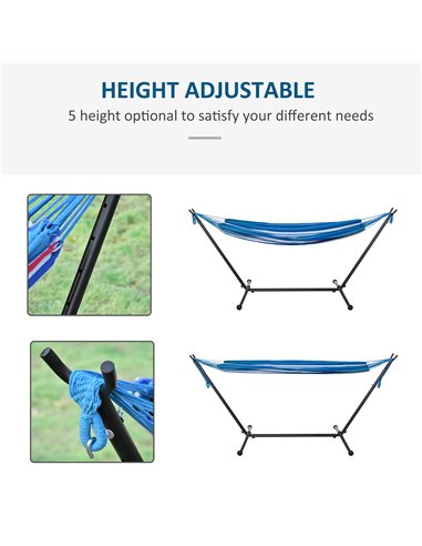 Outsunny 294 x 117cm Hammock with Stand Camping Hammock with Portable Carrying Bag, Adjustable Height, 120kg Load Capacity, Whit