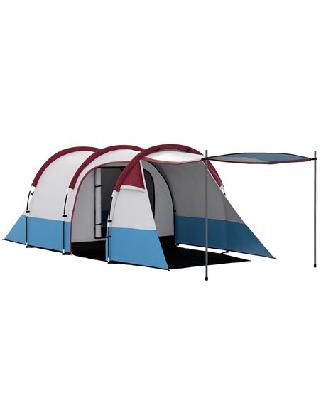 Outsunny Camping Tent, Large Tunnel Tent with Bedroom and Living Area, 2000mm Waterproof, Portable with Bag for 2-3 Man, Red - pic 127812 | FastDaddyshop
