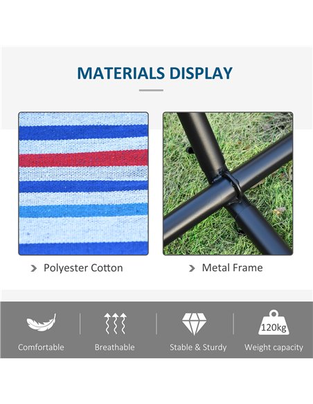 Outsunny 294 x 117cm Hammock with Stand Camping Hammock with Portable Carrying Bag, Adjustable Height, 120kg Load Capacity, Whit - pic 12782 | FastDaddyshop