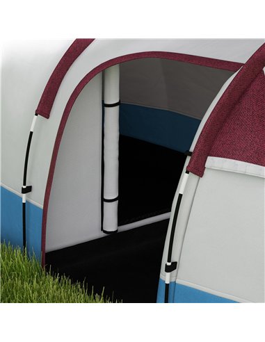 Outsunny Camping Tent, Large Tunnel Tent with Bedroom and Living Area, 2000mm Waterproof, Portable with Bag for 2-3 Man, Red