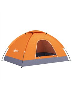 Outsunny 2 Person Camping Tent, Dome Tent with Zipped Doors, Storage Pocket, Portable Handy Bag, Orange