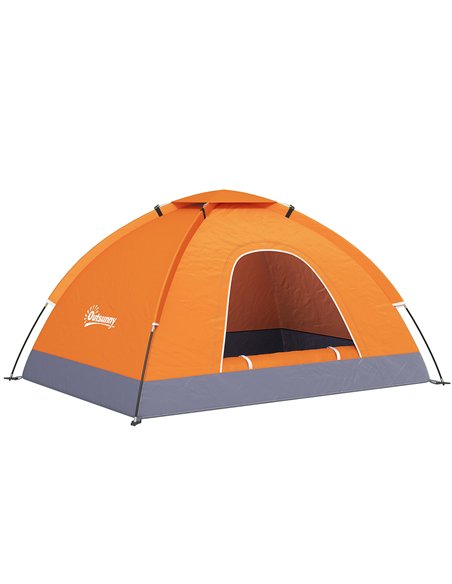 Outsunny 2 Person Camping Tent, Dome Tent with Zipped Doors, Storage Pocket, Portable Handy Bag, Orange - pic 127821 | FastDaddyshop