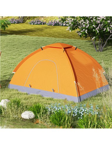 Outsunny 2 Person Camping Tent, Dome Tent with Zipped Doors, Storage Pocket, Portable Handy Bag, Orange