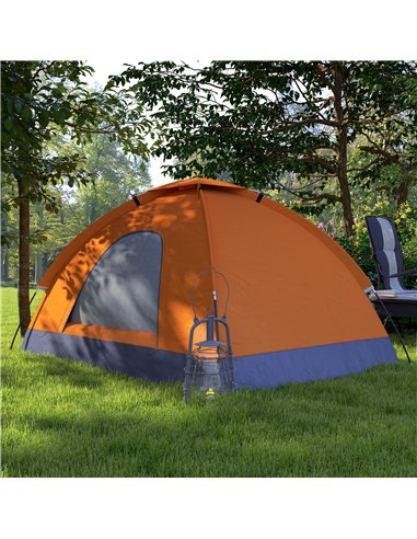 Outsunny 2 Person Camping Tent, Dome Tent with Zipped Doors, Storage Pocket, Portable Handy Bag, Orange