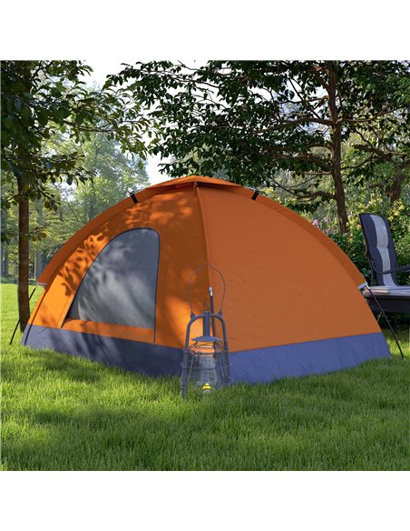 Outsunny 2 Person Camping Tent, Dome Tent with Zipped Doors, Storage Pocket, Portable Handy Bag, Orange - pic 127829 | FastDaddyshop