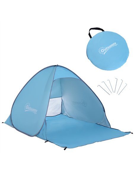 Outsunny 2-3 Person Pop up Beach Tent Hiking UV 30+ Protection Patio Sun Shelter (Blue) - pic 127830 | FastDaddyshop
