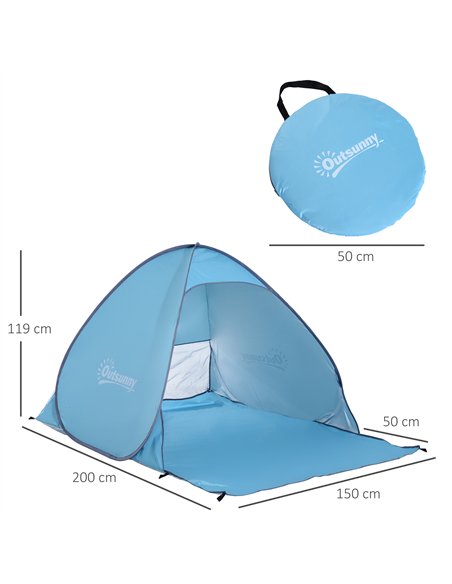 Outsunny 2-3 Person Pop up Beach Tent Hiking UV 30+ Protection Patio Sun Shelter (Blue) - pic 127832 | FastDaddyshop
