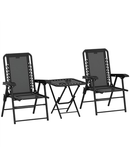 Outsunny Three-Piece Garden Table and Chair Set - Black - pic 127839 | FastDaddyshop