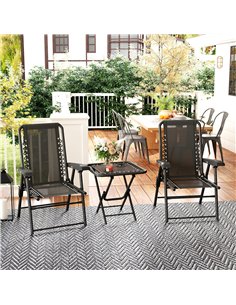 Outsunny Three-Piece Garden Table and Chair Set - Black 2