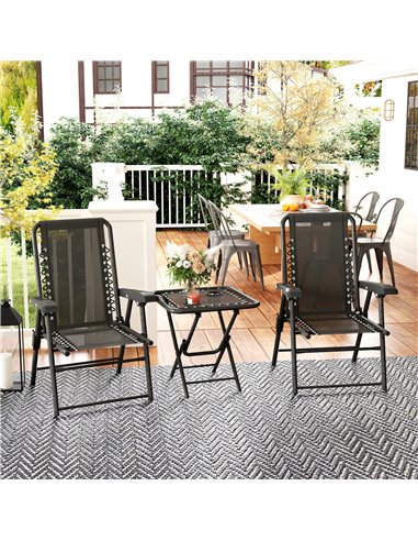 Outsunny Three-Piece Garden Table and Chair Set - Black