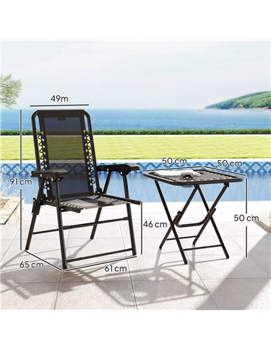 Outsunny Three-Piece Garden Table and Chair Set - Black