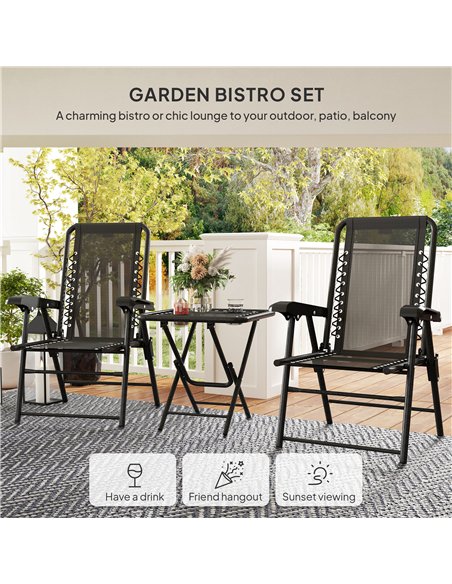 Outsunny Three-Piece Garden Table and Chair Set - Black - pic 127842 | FastDaddyshop